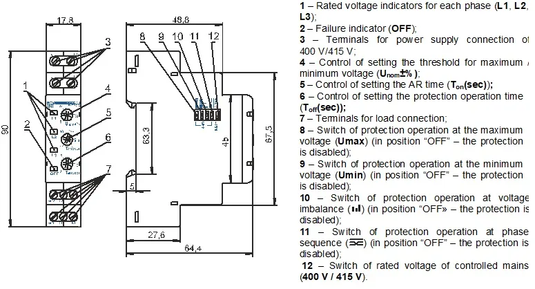 Three Phase Voltage Monitoring Relay